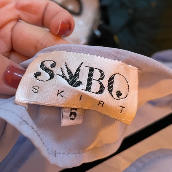 High low light sky blue/periwinkle sank skirt transparent top (xs) - Picture 2 of 3